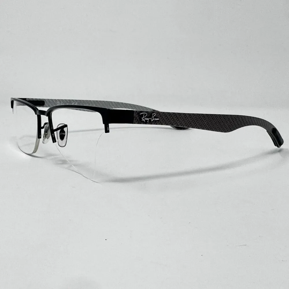 Ray-Ban RB8412 2503 Black Carbon Fiber Half Rim Eyeglass Frames 54-17-145